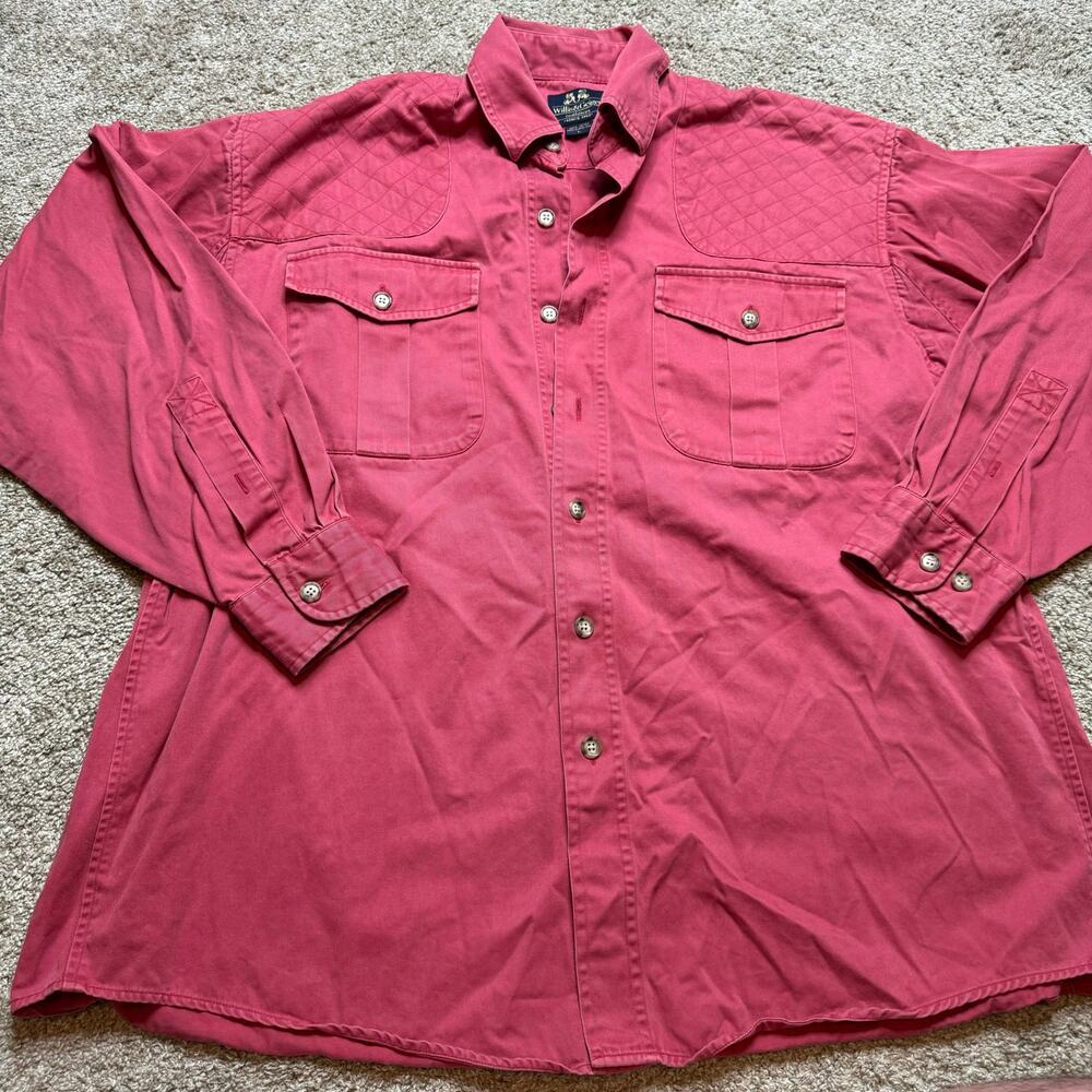 VINTAGE Willis Geiger Button Down Shirt Men Large Red Hunting Shooting 90s